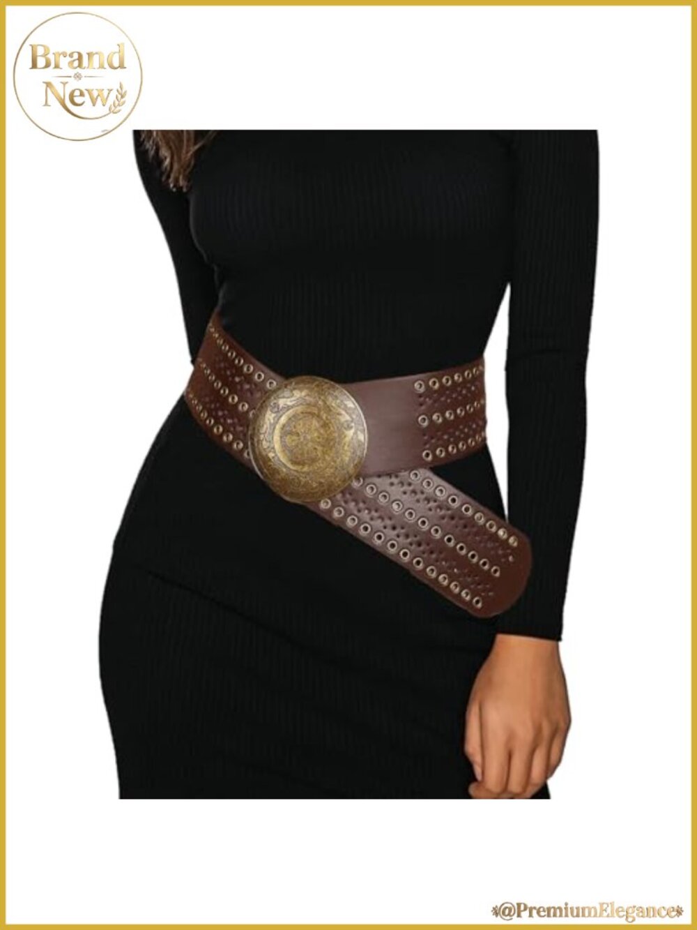 Wide-Disc Hollow-Western-Belts for Women Boho Hip-hop Concho PU-Leather Belt